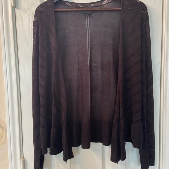 WORTHINGTON Sheer Black Shrug Striped Layering Long Sleeves Size Large - Picture 9 of 10